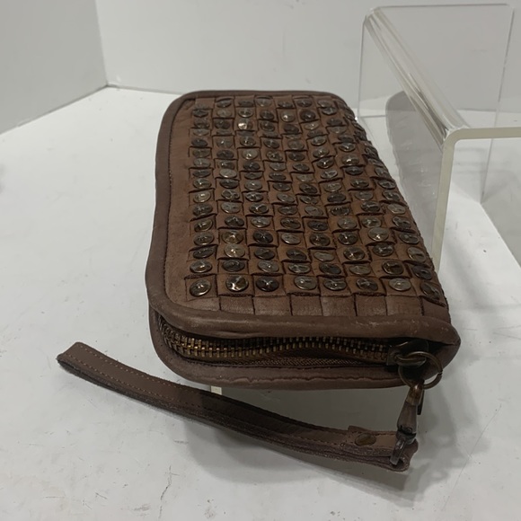 Boho studded leather wallet or clutch - Picture 3 of 15